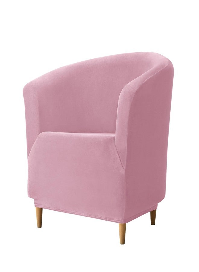 CONRUSER Velvet Club Chair Slipcover, Soft Stretch Tub Chair Cover Washable Thick Armchair Furniture Protector for Living Room (Pink) - Image 1
